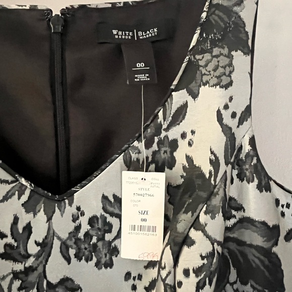 White House Black Market Dress Size 00 Silver & Black - Picture 2 of 4